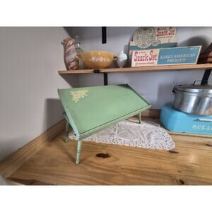 Vtg Wood Folding Tray Easel Top Lap Desk Green Floral by The Golden Rule Line